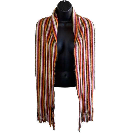 Cejon Striped Multicolored Scarf with Fringe - Picture 2 of 5